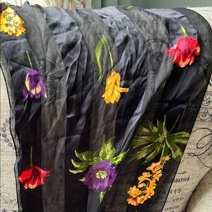Gorgeous black silk floral scarf